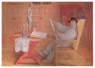  12 Decoraci%C3%B3n Paredes - Autorretrato en el estudio 1912 Carl Larsson